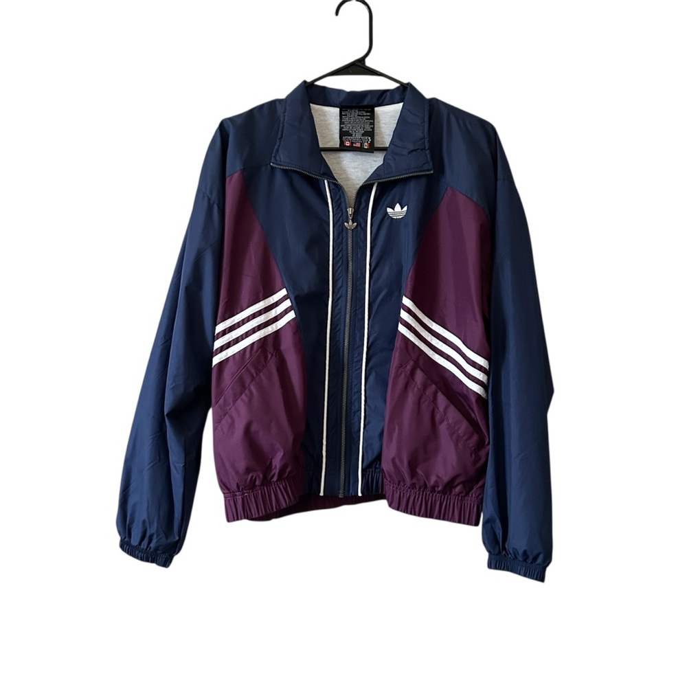 Vintage 90’s Adidas Navy and Maroon Nylon Trefoil Warmup Jacket